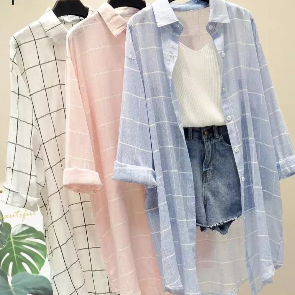 Plaid shirt collar button stripe pink flannel womens - Picture 1 of 2